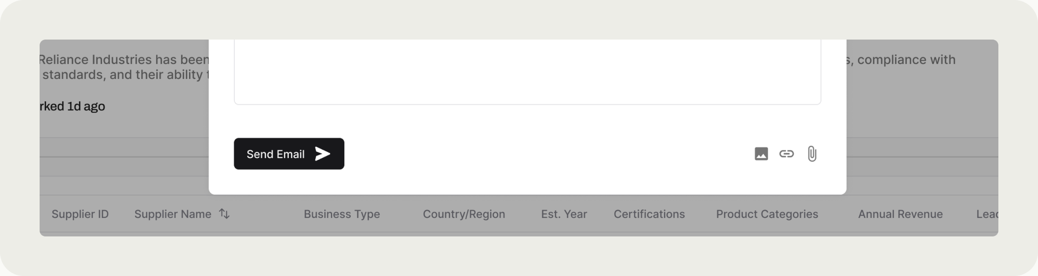 The attachment option on an outgoing email