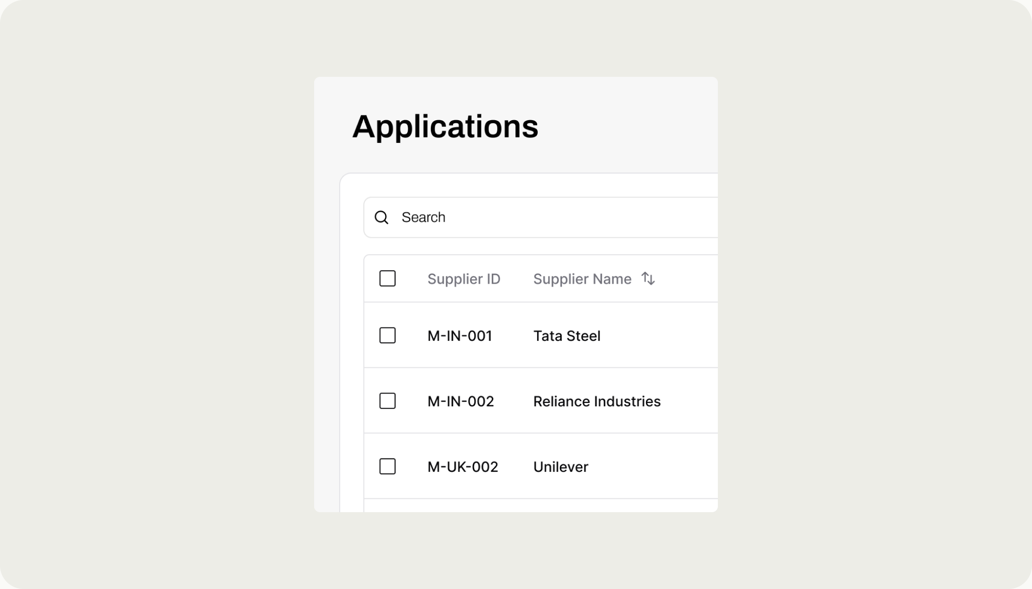 The four-section navigation menu