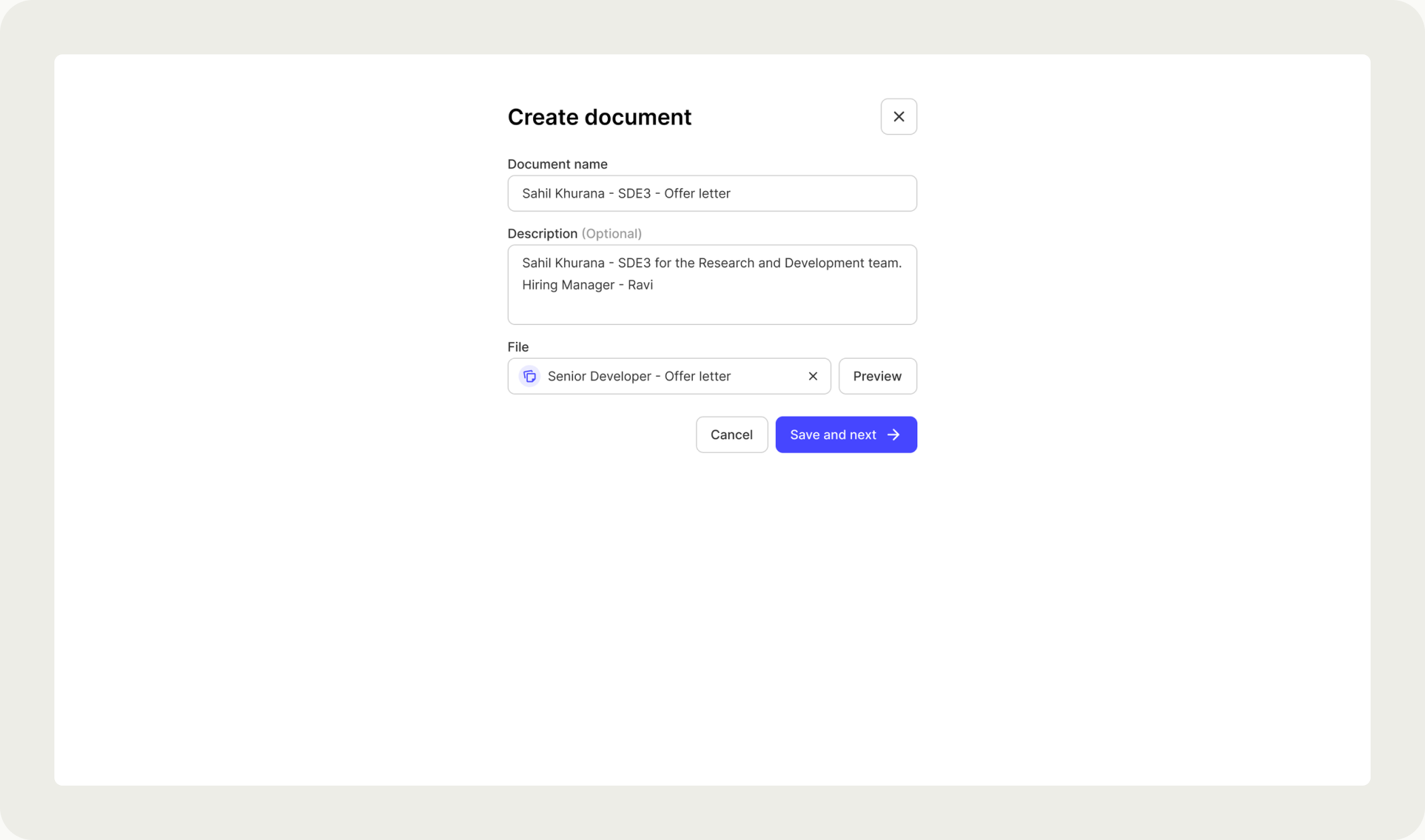 The document preview updating live