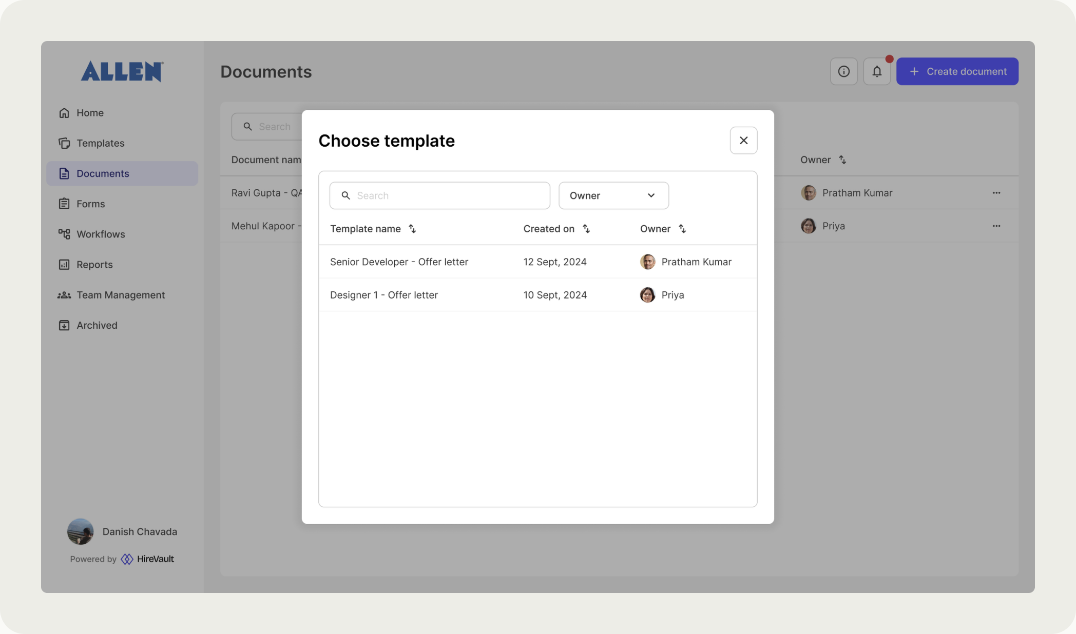 Selecting the template to generate from