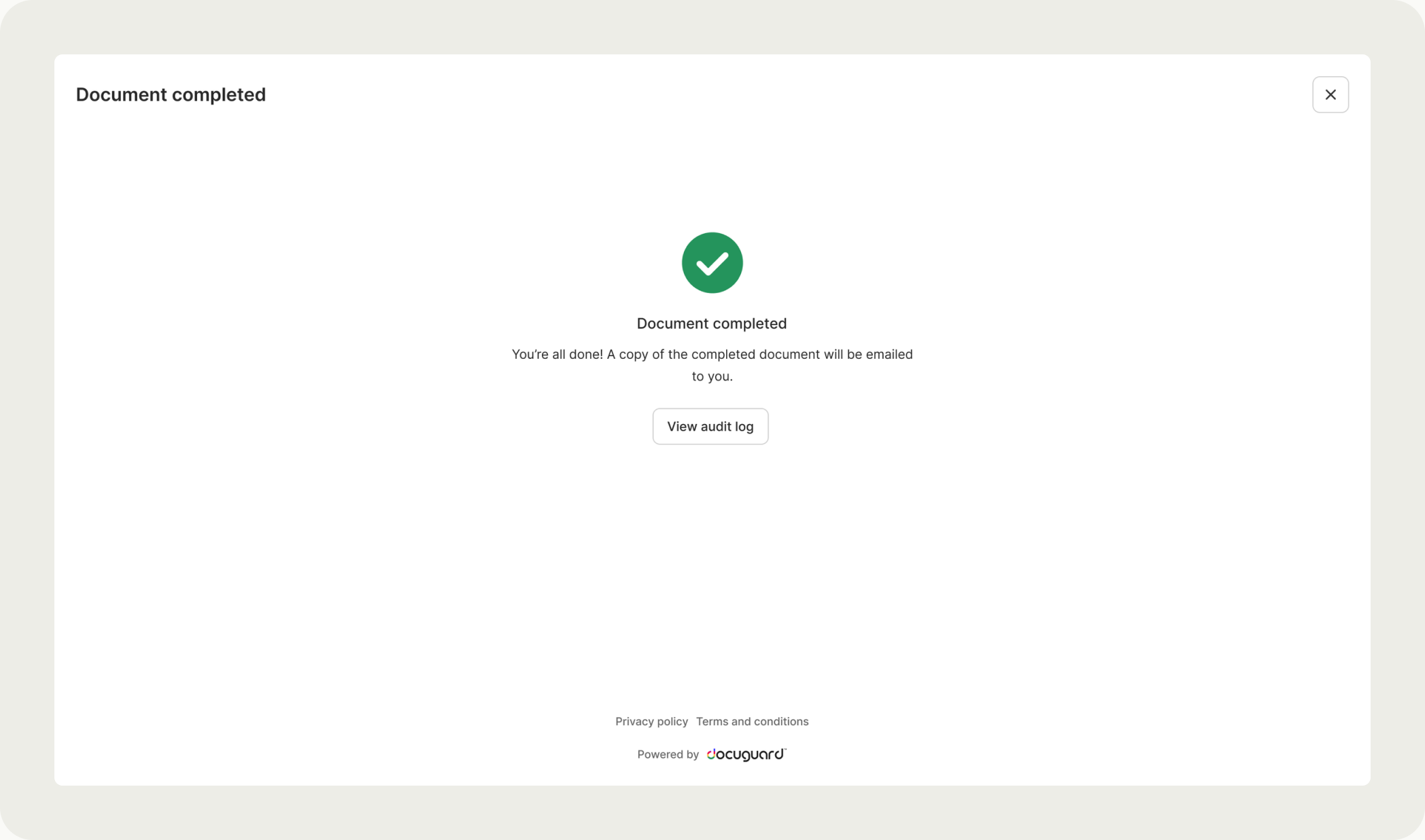 A completed, signed document