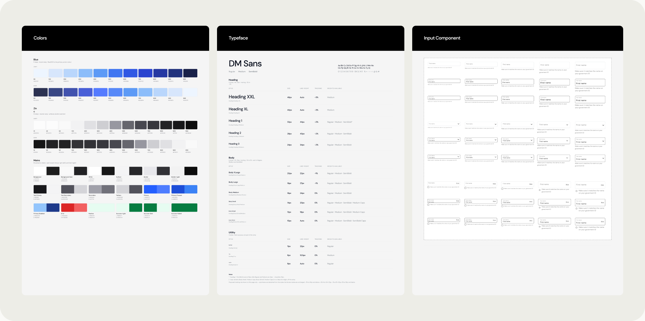 The colour ramp and type scale of the Endl design system